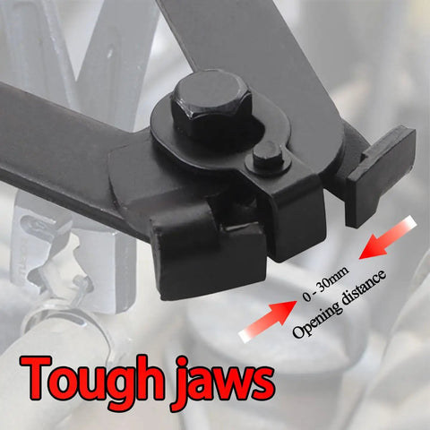 Close-up of CV Boot Clamp Pliers Kit Car Universal Fit Adjustable Drive Shaft Axle Boot Pliers Tool With Ten Stainless Steel Crimp Bands