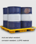 Heavy Duty Plastic Spill Pallet For Oil Drums And Industrial Liquids With Leak Proof Deck in warehouse setting