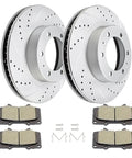 Front Drilled and Slotted Brake Kit With 12.56 Inch Rotors and Ceramic Pads For 6 Lug Toyota Tacoma 2005 to 2021 4Runner 2003 to 2009