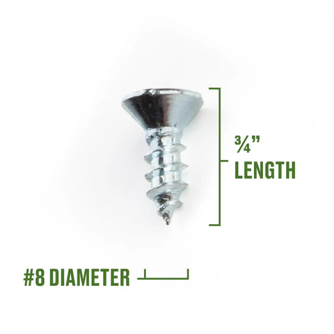 Size Eight Phillips Flat Head Wood Screws 0.75 Inch Length Zinc Plated Steel for Indoor Furniture Builds and DIY Woodworking Projects