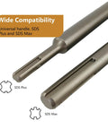 Close-up of SDS Plus and SDS Max universal handle compatibility for 9 Piece Tough As Nails Sds Plus Concrete Hole Saw Kit.
