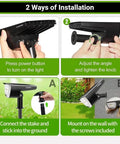 32 LED Outdoor Solar Spotlight Kit With 3 Lighting Modes Waterproof Landscape Lights installation steps