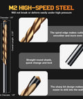 M2 High-Speed Steel 1/8 inch drywall router bit with spiral edge for smooth cuts, 3/4 inch cut depth, precision guide point.