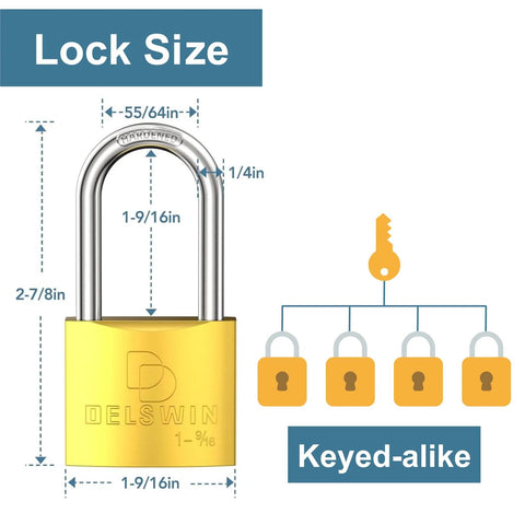 Brass weatherproof padlock with key; 1-9/16 in shackle; keyed-alike set for outdoor gates and fences (2-pack)