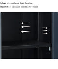 Interior view of heavy duty steel rolling tool cabinet featuring auxiliary workbench top and glide out drawers for garage setup.