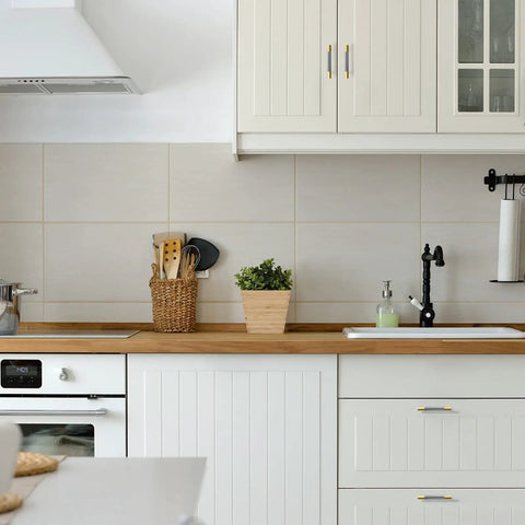 10 Pack Cabinet Pulls 5 Inch Center To Center Drawer Handles With Knurling Pattern In Grey And Brushed Nickel installed in a kitchen
