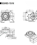 Technical diagram of Hollow Shaft Rotary Actuator 85 with 360 Degree Rotating Table and 10 18 Ratio for Nema 23 Stepper Motor.