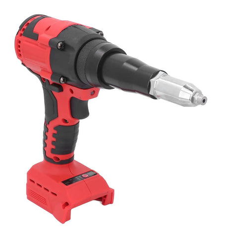 Yunseity 18V Cordless Rivet Kit With Built In LED Light Makes Installing Pop Rivets Super Easy And Fast For DIY Pros Who Need Heavy Duty Torque Without Messy Cords Or Air Compressors To Deal With Today red and black cordless rivet tool with silver nose