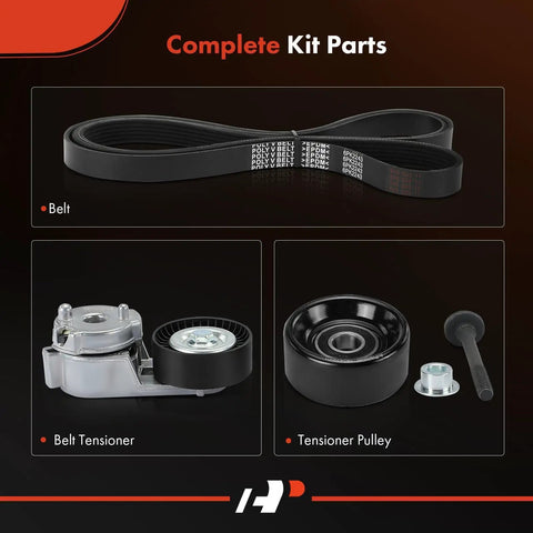 Jeep Serpentine Belt Drive Kit For 4.0L WJ Grand Cherokee And TJ Wrangler Replacement Belt Tensioner Pulley Included