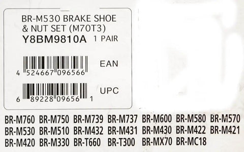 Label for Trail-Ready M70T3 V-Brake Shoe Set For Mountain Bikes With Cartridge Style Pads LX Level Performance