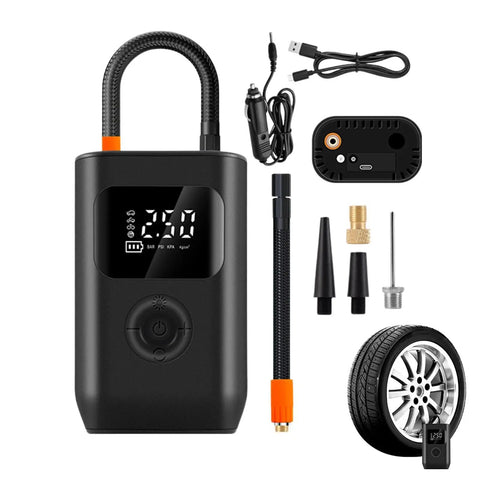 Slick Wireless Rechargeable Car Air Compressor Fast Tire Inflator With Easy Digital Display Auto Shutoff Portable Pump components and accessories.