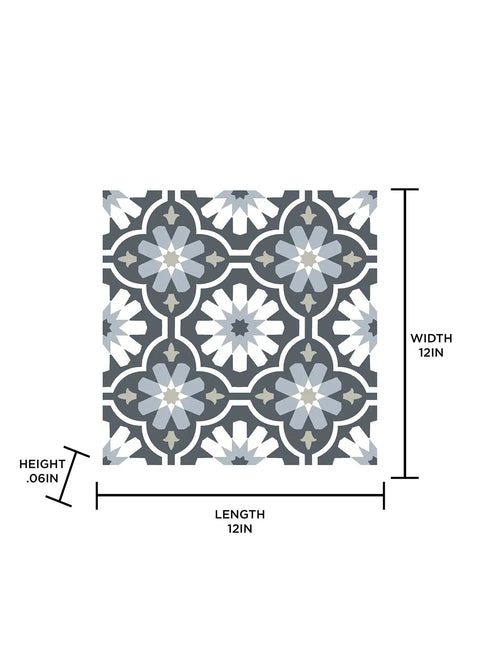 Sevilla Multicolor Peel And Stick Floor Tiles Easy Install No Grout Needed Water Resistant Virgin Vinyl with pattern detail