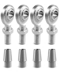 1/2-20 Heim Joint Rod End Kit LH RH With Tube Adapters And Jam Nuts For Linkages, Suspension And Steering Systems, Beefed Up Spherical Bearings For Auto, Kart, RC, And DIY Projects four rod ends and tube adapters
