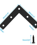 12 Pack L Shape Flat Brackets 80 X 80 Mm Stainless Steel Corner Braces For Wood Furniture Cabinets Windows And Desks Black Finish
