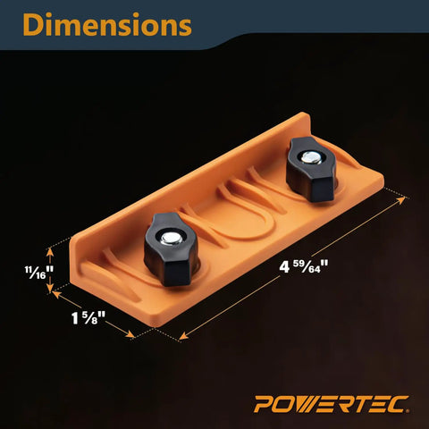 Universal T-Track Long Stop Kit for Woodworking and CNC Tables Two Pack with Stop Blocks showing dimensions