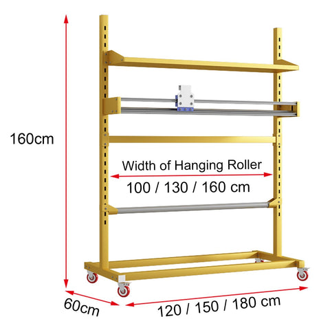 Heavy Duty Floor Stand Bubble Wrap Dispenser with Zero Hassle Setup, measuring 160cm height and 120-180cm width, showing rollers for easy use.