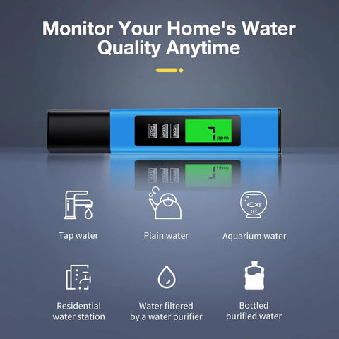 4 In 1 TDS Meter Digital Water Tester with LCD display for drinking water, aquariums, RO DI systems, accurate to 9999 PPM
