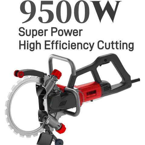 Badass Circular Electric Concrete Saw With Easy Grip Handles For Slick Vertical Or Horizontal Cuts Up To Eight Thousand Eight Hundred And Nine Thousand Five Hundred Watts At Two Seventy Millimeter Depth For Stone Metal And Marble, powerful 9500W design.
