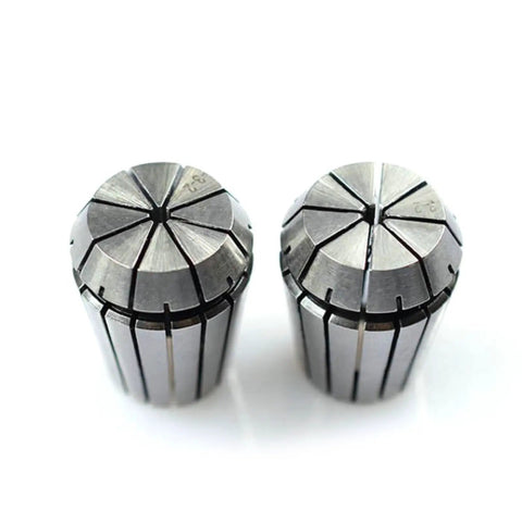 Heavy Duty ER32 Collet Chuck With 1-20mm Range And Quick Change Spring Holder For CNC Milling Or Lathe That Locks Tight To Stop Tool Slip During High-Speed Job, showing two precision steel collets.
