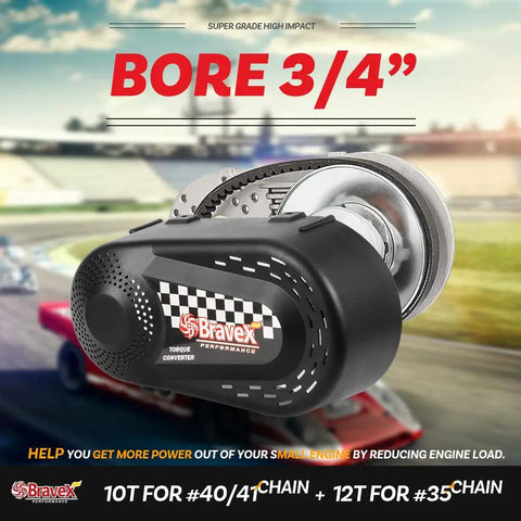 Torque Converter Kit For 212 Go Kart With Three Quarter Inch Shaft, 10T 40 To 41 Sprocket And 12T 35 Chain, Replacement For 218353A Manco Comet TAV2, Beefed Up Heavy Duty Clutch System For Better Torque And Smoother Shifting
