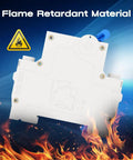 Miniature Circuit Breaker 1000V 2 Pole 20 Amp Isolator For Solar PV Systems With Thermal Magnetic Trip DIN Rail Mount C20 DC Disconnect Switch And Instantaneous Overload Protection, flame retardant material illustration