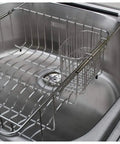 Stainless Steel Rinsing Basket For Sinks That Fits Most Standard Models Built Tough Kitchen Accessory with Polished Finish and Black Vinyl Feet