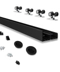 5 Foot Heavy Duty Bypass Door Hardware With Finger Pulls, Aluminum Sliding Closet Door Track For Two Door System, Quiet And Smooth Operation, Fits 1 3/8 To 1 3/4 Inch Doors, Easy Install, Black Finish components
