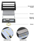 Exploded view of Outdoor Wall Porch Light Modern Exterior LED Sconce 24W Matte Black Wall Fixture with labeled parts.