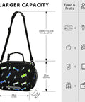 Durable Insulated Lunch Box For Kids And Teens, Lightning Bolt Theme, Kid Friendly Cooler Tote With Shoulder Strap, Reusable School Lunch Bag, 6.5L Capacity, Fits Six Packs, Black, 28x23x11 cm