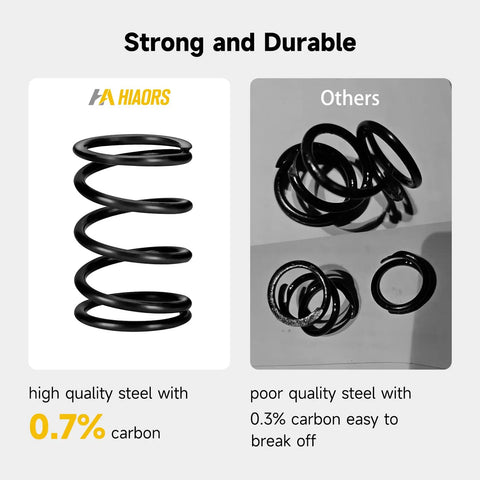 Comparison of racing 18lb valve spring made of 0.7% carbon steel with lower quality springs