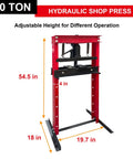20 Ton Hydraulic Shop Press With Floor Plate Set For Garage Use, Heavy Duty Metalworking Press For Stamp Work