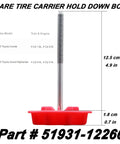 Side view of Spare Tire Carrier Hold Down Bolt Replacement For 2020 To 2025 Corolla And 2024 To 2025 Grand Highlander Direct OEM Fit 51931-12260, showing dimensions.