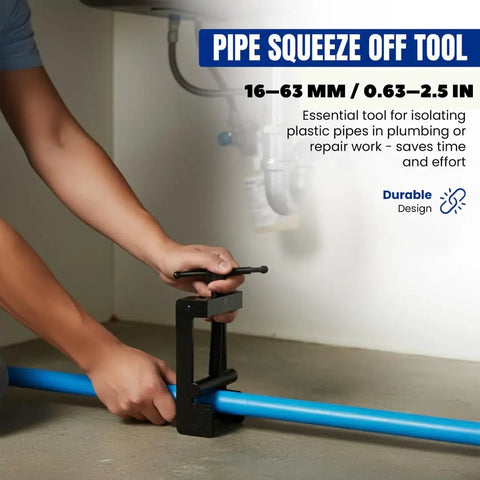 Heavy Duty Pipe Squeeze Off Tool For Plastic Tubing 0.63 To 2.5 Inches 16 To 63 Millimeters used under sink