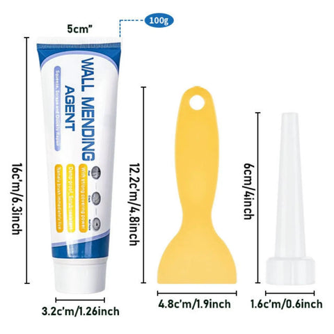 Drywall Patch Repair Kit For Nail Holes And Cracks With Odorless Quick Drying Putty Non Shrinking Wall Paste Scraper And Nozzle