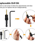 Replaceable drill bit and hex key from 11 Piece Countersink Drill Bit Set For Woodworking With Hex Shank High Speed Steel Bits