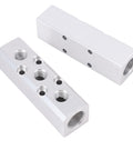 Aluminum Air Manifold 3 Way 5 Port Pneumatic Block Splitter with One Quarter Inch NPT Output and One Half Inch NPT Input