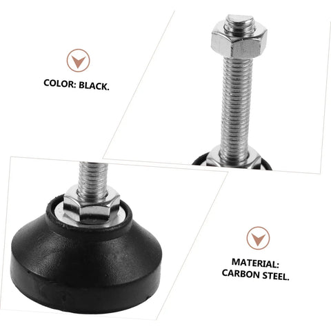 Heavy Duty Adjustable Furniture Levelers Fully Threaded Table Legs For Cabinets And Chairs Built Tough Floor Feet with black carbon steel base.