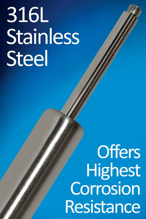 Built Like A Tank For Serious Heavy Duty Shop Jobs This Premium 34 Inch Gas Spring Strut Delivers Slick 75 Pound Shock Absorbing Force In Rustproof Marine Steel, featuring 316L stainless steel for durability.