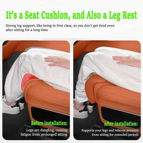Ultra Comfy Memory Foam Car Seat Extender Cushion Custom Fit For Mini John Cooper Works Electric Models 2025 And 2026 For Major Road Trips before and after installation
