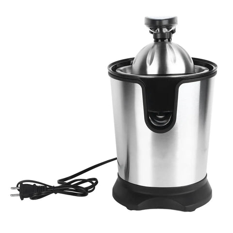 Electric Citrus Juicer With Stainless Steel Pulp Control And Large Volume Capacity, showcasing a sleek design with power cord.