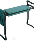 Kneeler Seat For Gardening Portable 2-In-1 Garden Kneeling Chair With Handles And Tool Pouches, Lightweight Garden Bench For Parents And Seniors, Soft EVA Foam Pad And Comfy Cushioned Comfort in green with attached tool pouch.