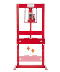 Heavy Duty 6 Ton Hydraulic H Frame Shop Press Built Tough For The Auto Shop Crew Adjustable Bed For Metal Fabrication And Automotive Repair Sturdy Carbon Steel Frame, front view.