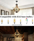 Five Light Geometric Rustic Farmhouse Pendant Light For Dining Room with E12 bulb compatibility, two installation settings shown.