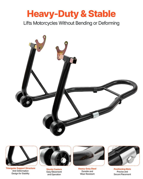 Beefy Rear Motorcycle Wheel Stand With U And L Fork Swingarm Spool Heavy Duty Lift Up To 850 Lbs Stable All Terrain Rear Stand