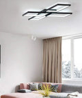 Black Square LED Ceiling Light Flush Mount for Dining Room Living Room Kitchen, 33.07 Inch Geometric Modern Fixture, Cool White 6000K