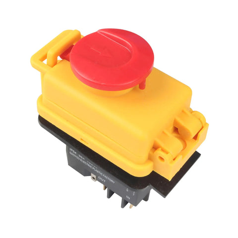 Emergency Stop Pushbutton Switch For 110V Lathe Parts With Electromagnetic Switch 5 Pins IP54 Built Tough For CJ 0618 And Other Machines