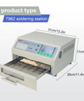 Efficient 110V 800W Infrared Reflow Oven For PCBs And BGA Soldering with open tray showing dimensions