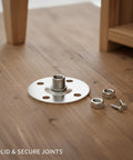 Heavy Duty Metal Furniture Connector Plate With Nuts For Sofa Cabinet And Chair Joints No Wobble Fix Rock Solid Reinforcement Bracket For Easy Repairs 1 Pack on wood surface