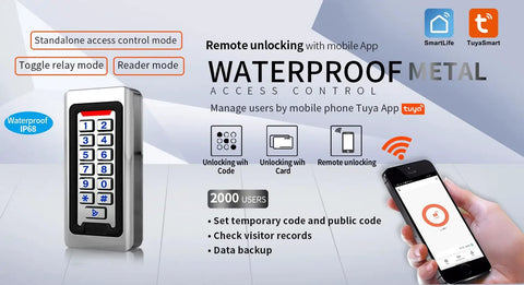 Stainless Steel Outdoor Door Access Control Keypad With Backlit Pad And Built-In Doorbell Button, Tough-As-Nails IP68 Weatherproof