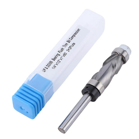 Premium Tungsten Steel Flush Trim Router Bit with Hardened Carbide Cutter For Durable Woodworking And Smooth Trim Jobs That Get The Job Done Right Without Breaking A Sweat, 1/4 inch shank.
